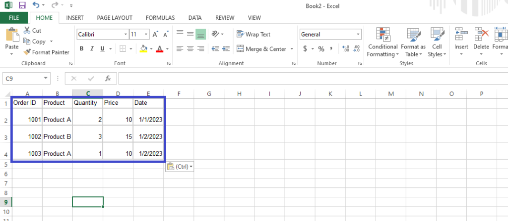 showing raw data in a pivot table