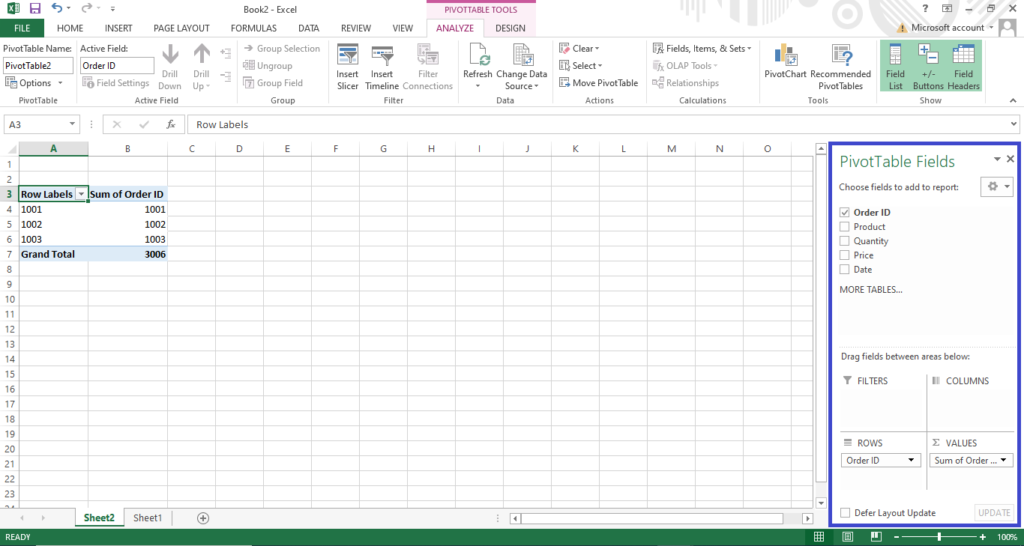 creating field on pivot table