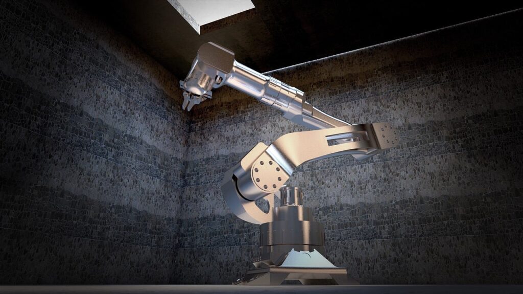 an image of robotic arm in use in industrial settings