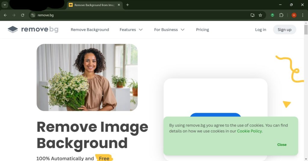 Image of Remove.bg erasing the background of an image for professional marketing visuals.