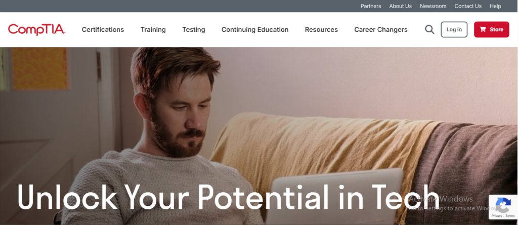 image of CompTIA cybersecurity courses platform