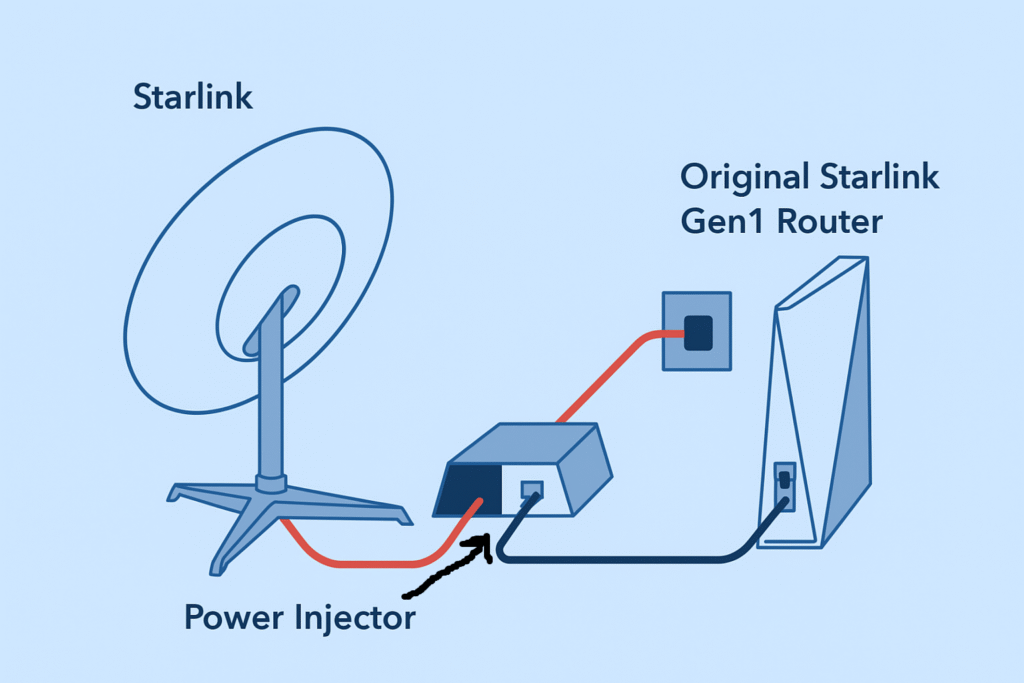 Starlink Router Bypass Guide Gen 1 injector with built-in Ethernet port to use your own router